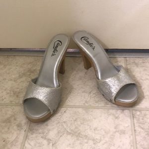 Silver sparkle sandals
